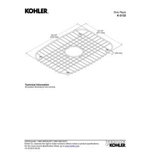 Kohler K-3132-St Stainless Steel Bottom Basin Rack, Stainless Steel Large