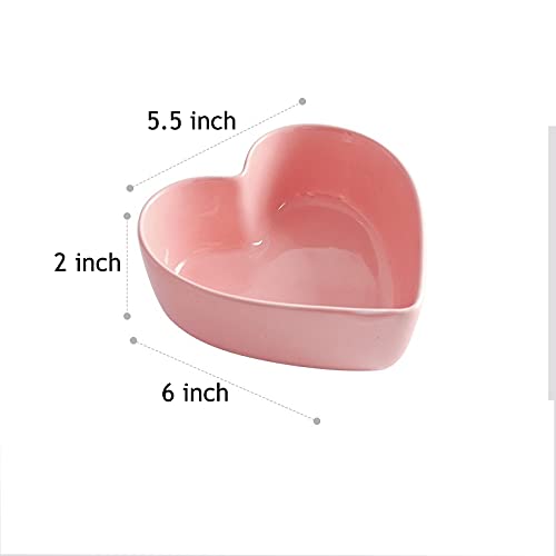 Wait Fly 2pcs Heart-Shaped Bowls for Salad Soup Snack Dessert Household Cooking Bowls for Home Kitchen  Pink
