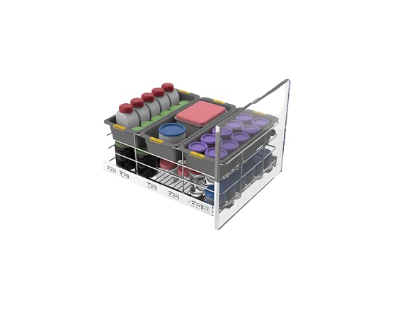 Godrej Skido Jars & Bottles Organizer Basket,Plate,Cutlery Organizer For Modular Kitchen Trolley, Cabinet,Drawer (380Mm Cup Sauc