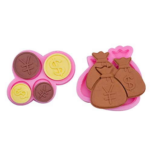 Cestony 2Pcs/Set Purse And Money Silicone Molds For Diy Cake Fondant Biscuit Cookies Sugar Pudding Chocolate Hard Candies Desser