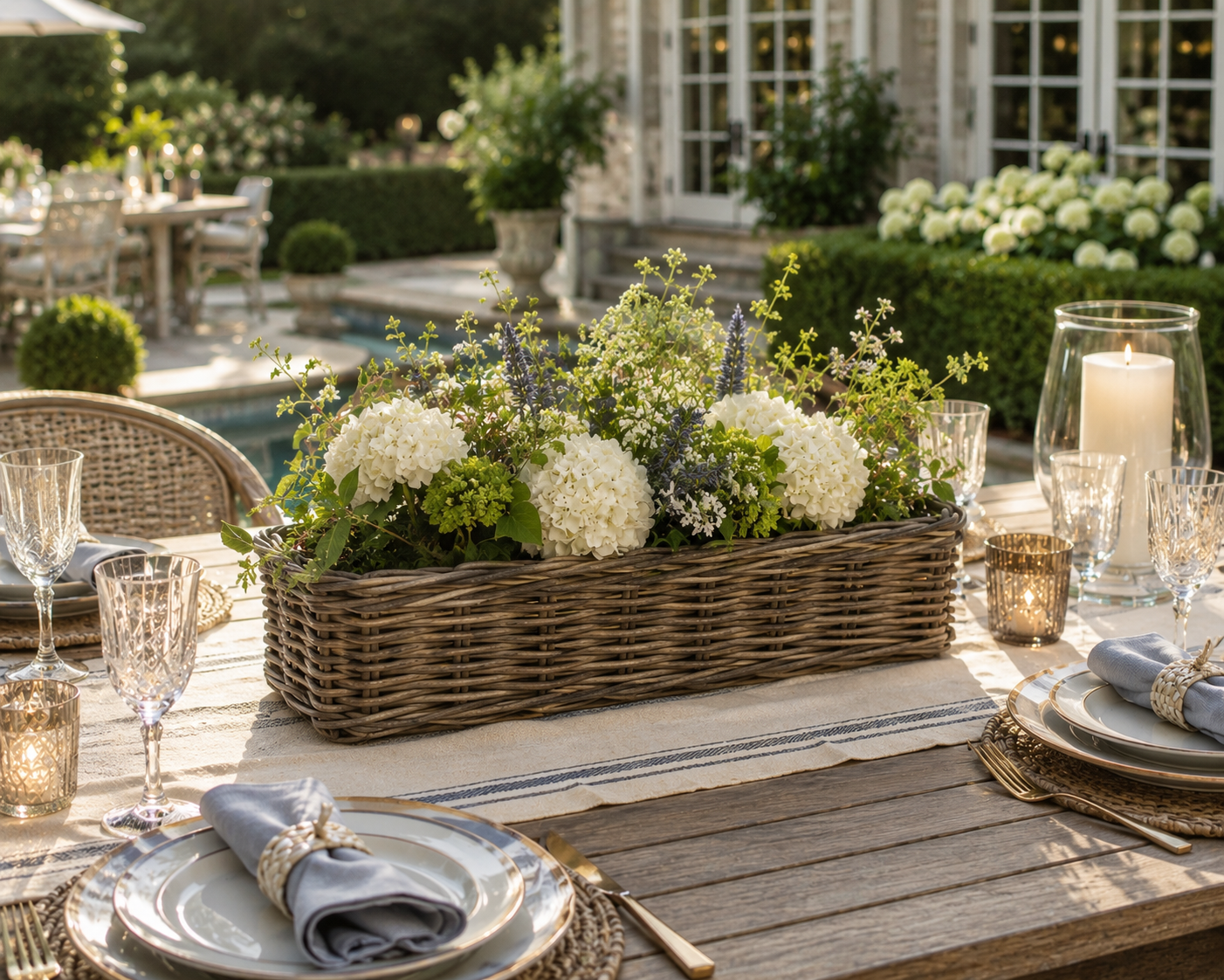 Rattan Rectangle Centerpeice Basket
