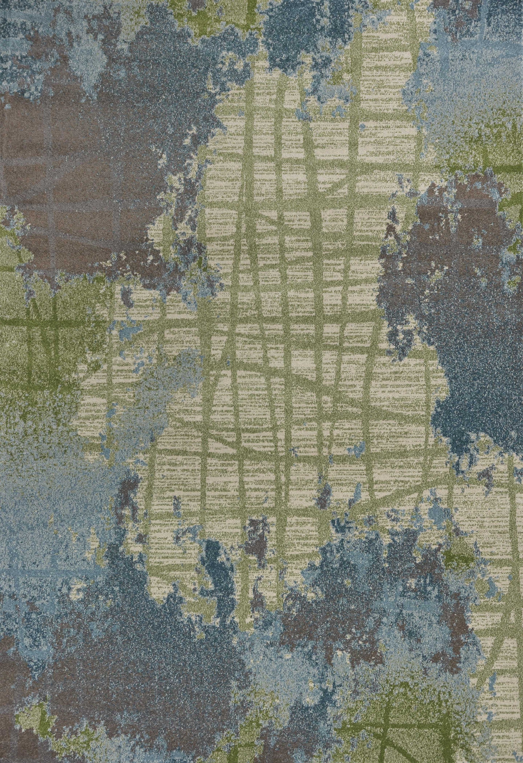 3 X 5 Green Or Blue Abstract Watercolor Area Rug