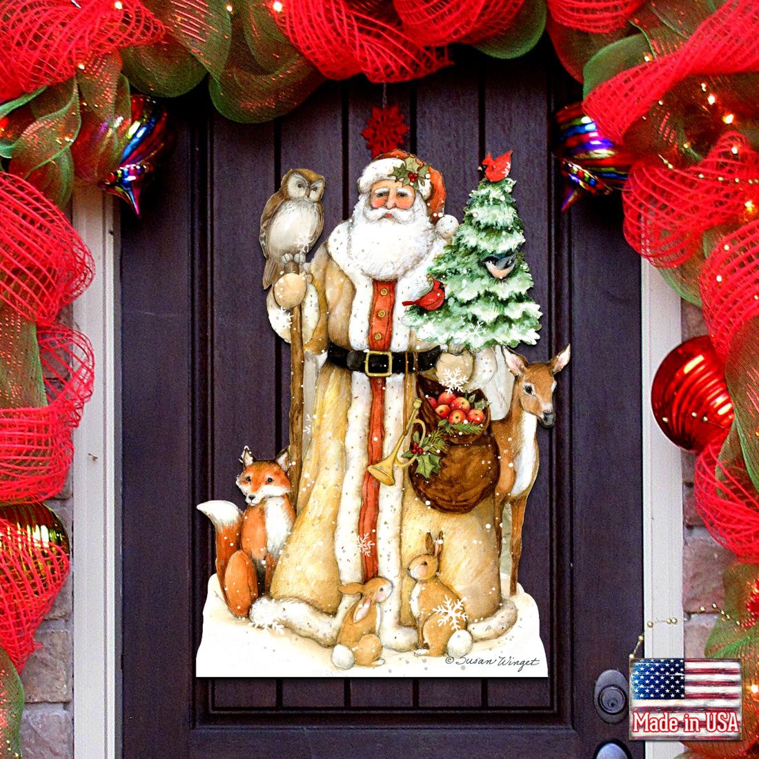 Ivory Santa Christmas Door Decor by Susan Winget - Christmas Santa and Snowman Decor
