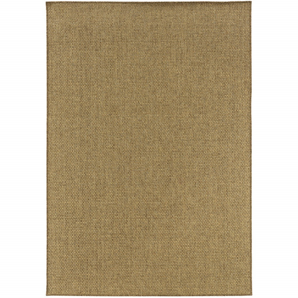 8X11 Solid Tan Indoor Outdoor Area Rug