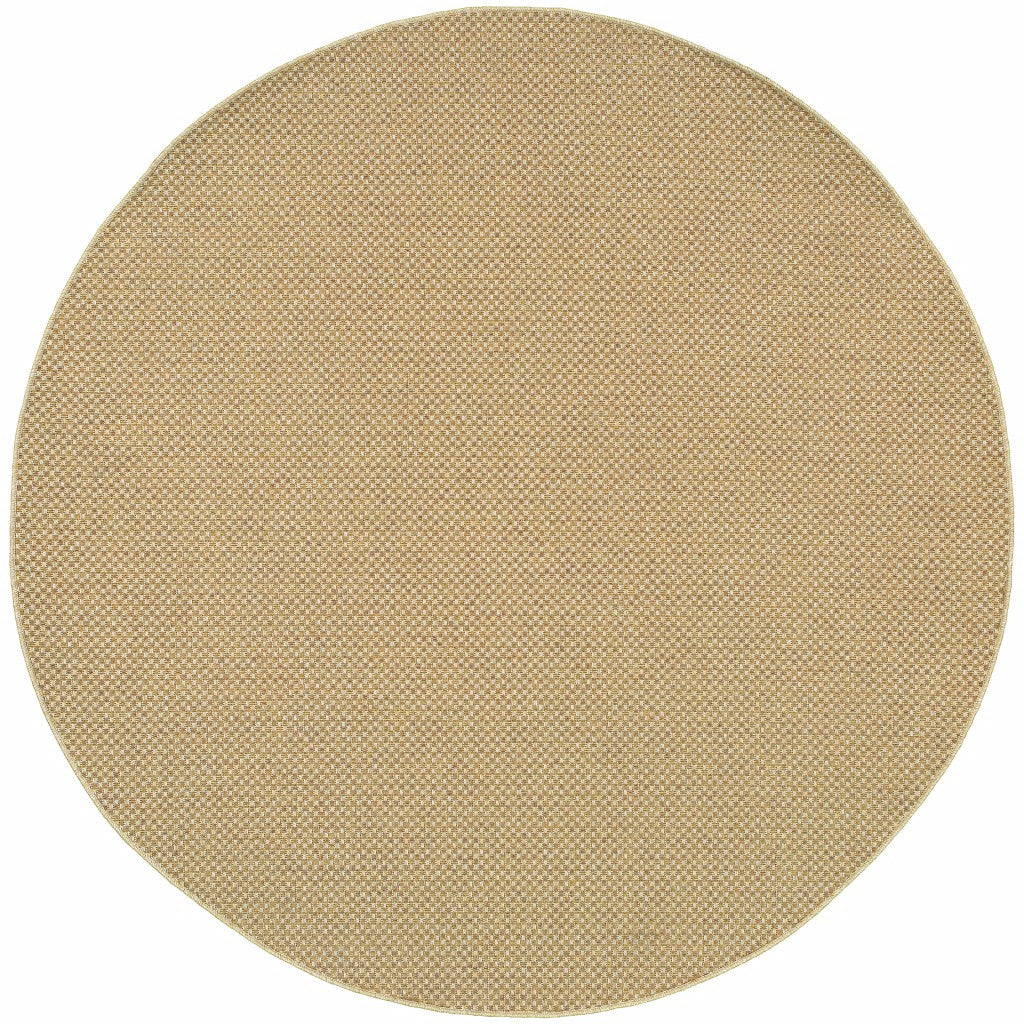 8 Round Solid Sand Beige Indoor Outdoor Area Rug