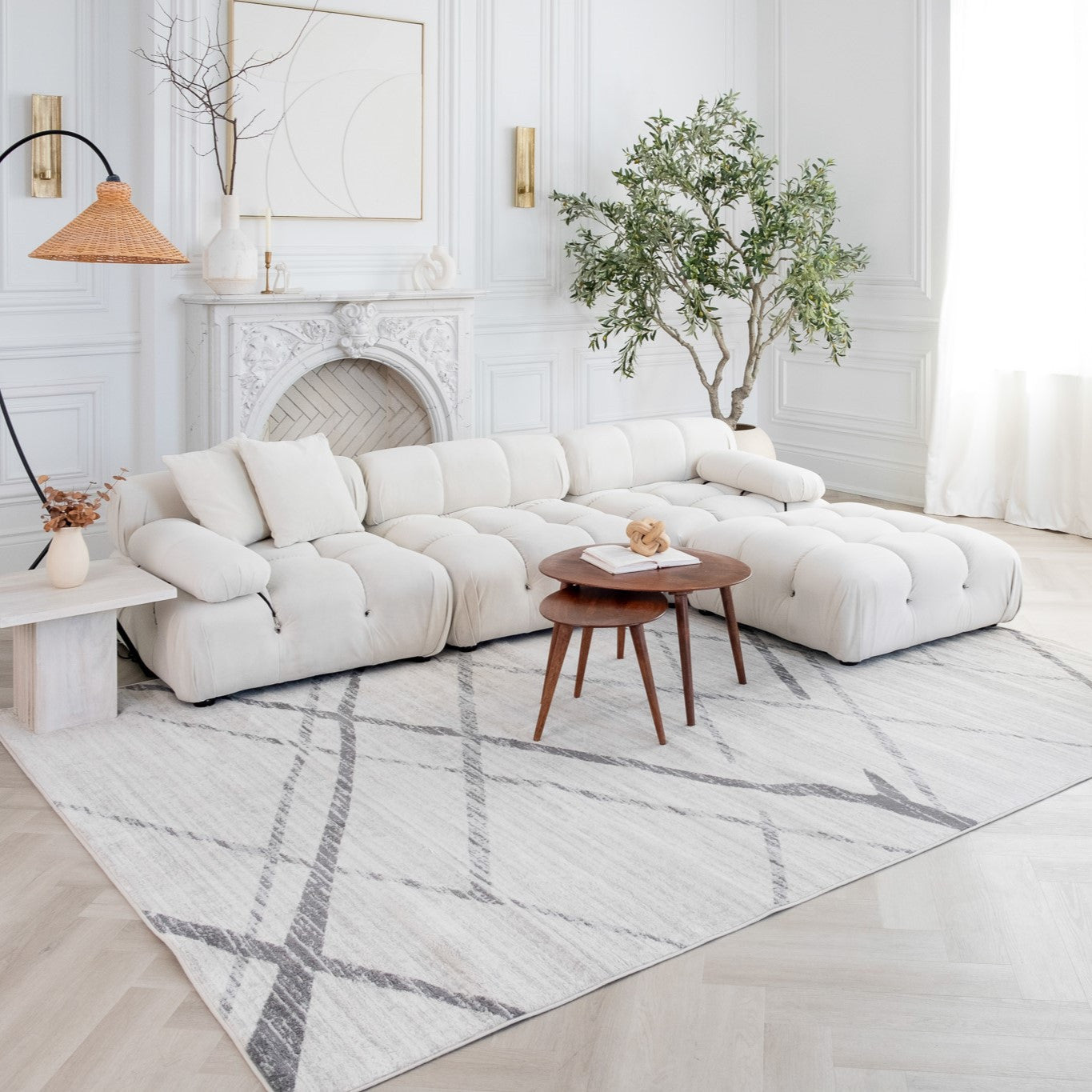 12 X 18 Gray Geometric Washable Non Skid Area Rug