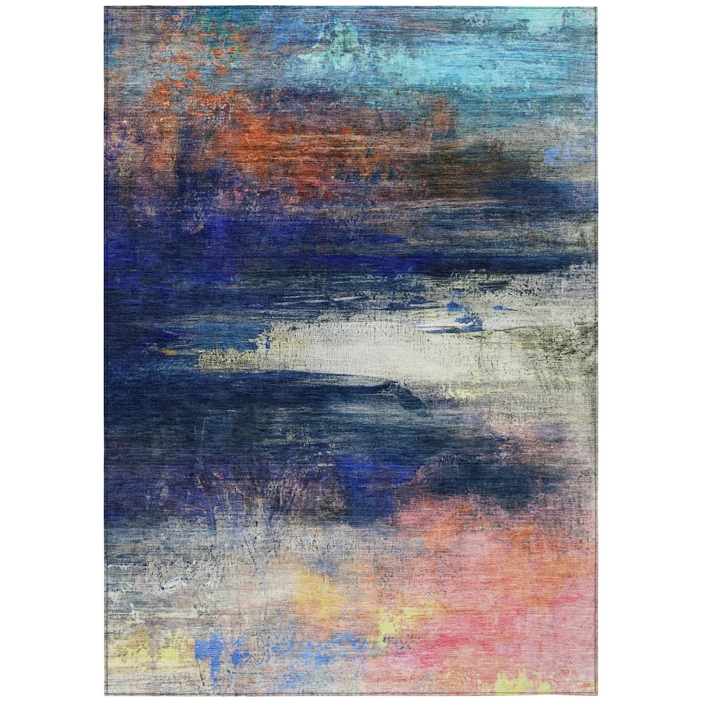 Machine Washable Indoor/Outdoor Chantille ACN2016 Blue 3 x 5 Rug