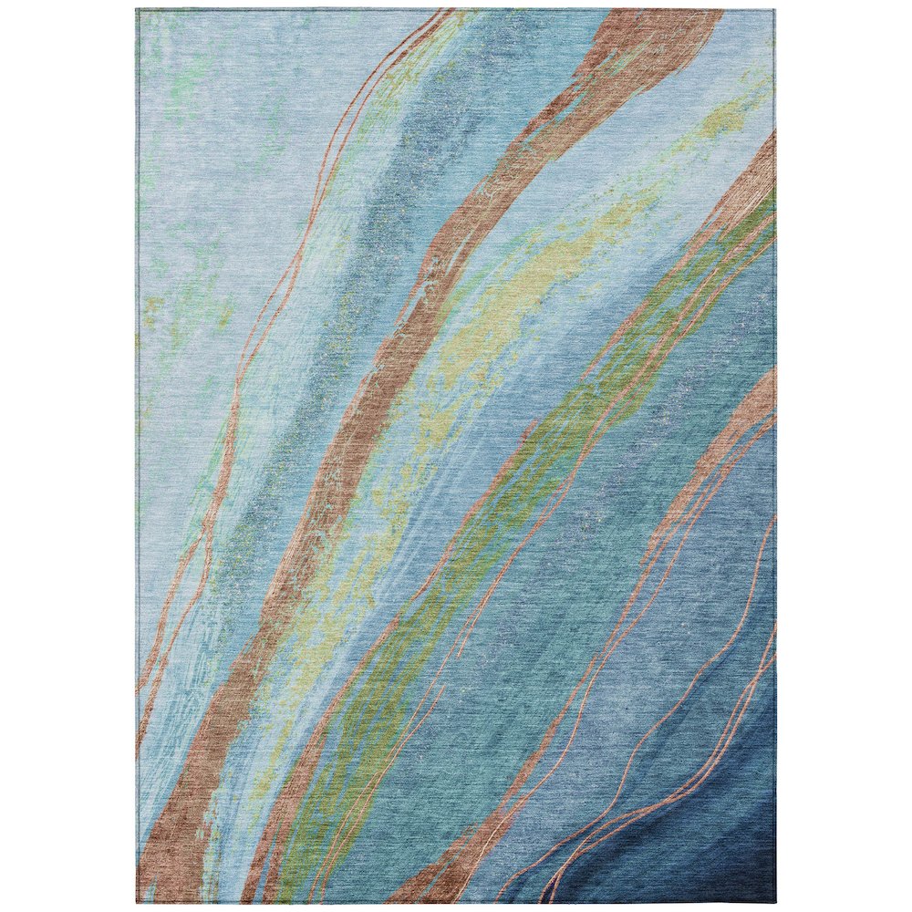 Machine Washable Indoor/Outdoor Chantille ACN2037 Blue 3 x 5 Rug