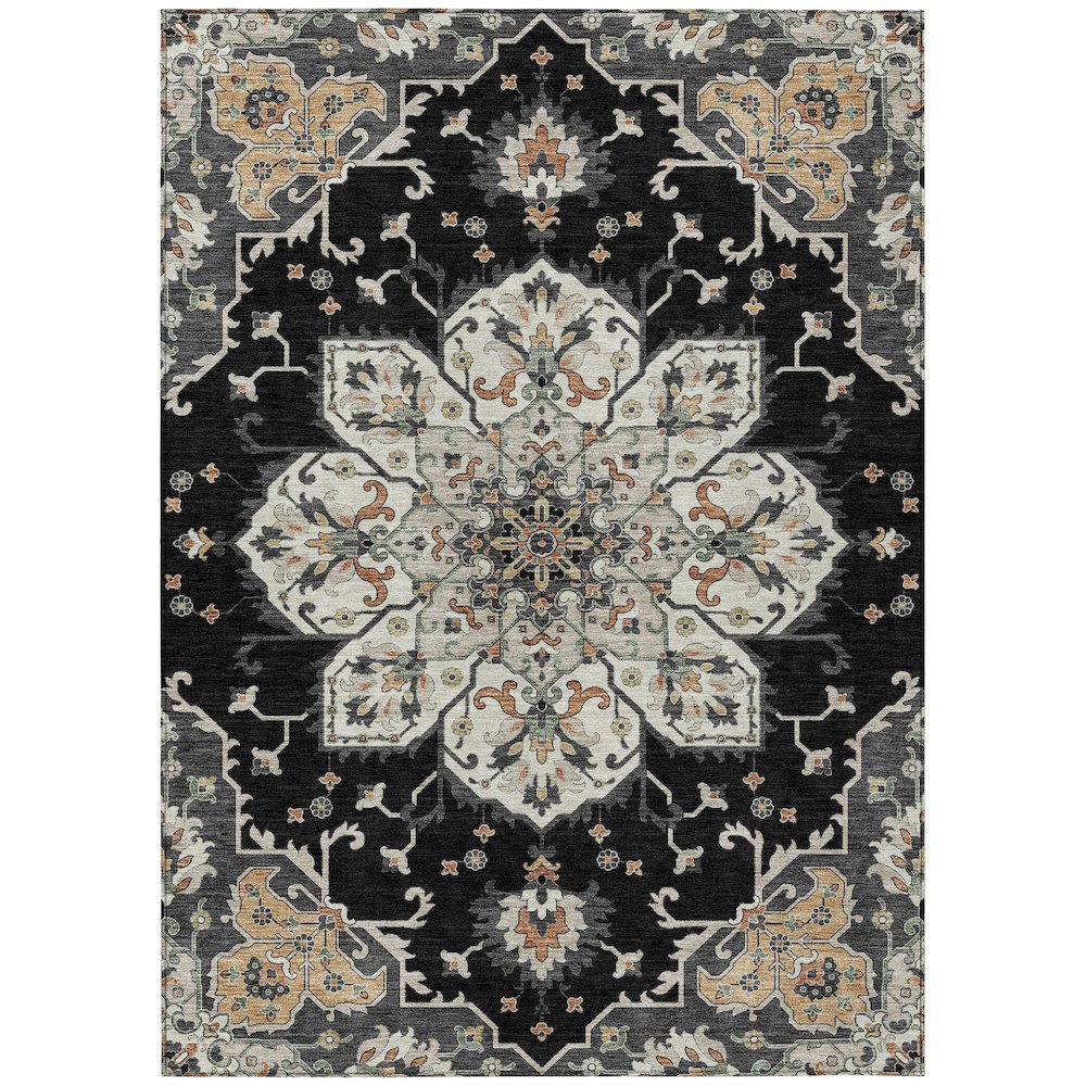 Machine Washable Indoor/Outdoor Chantille ACN2194 Black 3 x 5 Rug