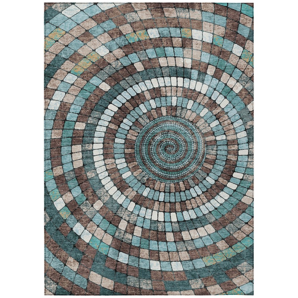 Machine Washable Indoor/Outdoor Chantille ACN2216 Teal 3 x 5 Rug