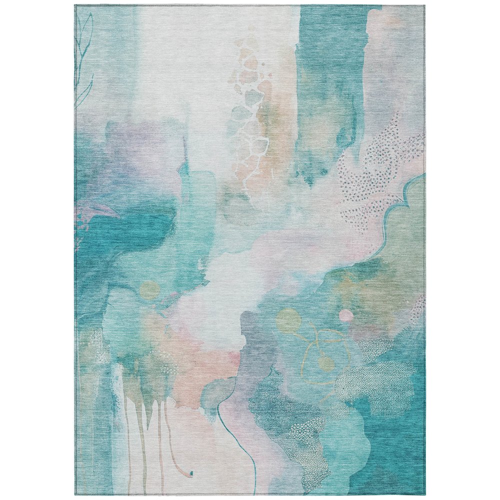 Machine Washable Indoor/Outdoor Chantille ACN2019 Turquoise 5 x 76 Rug