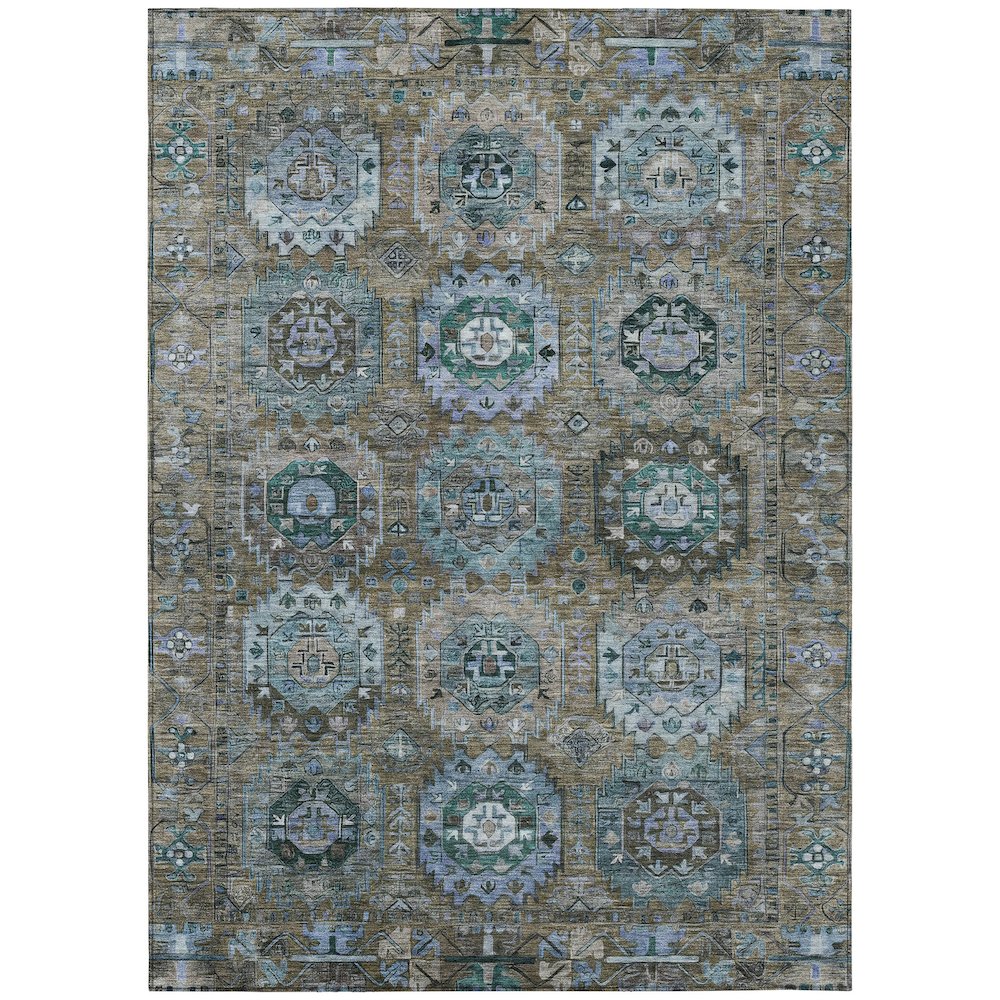 Machine Washable Indoor/Outdoor Chantille ACN2024 Brown 5 x 76 Rug