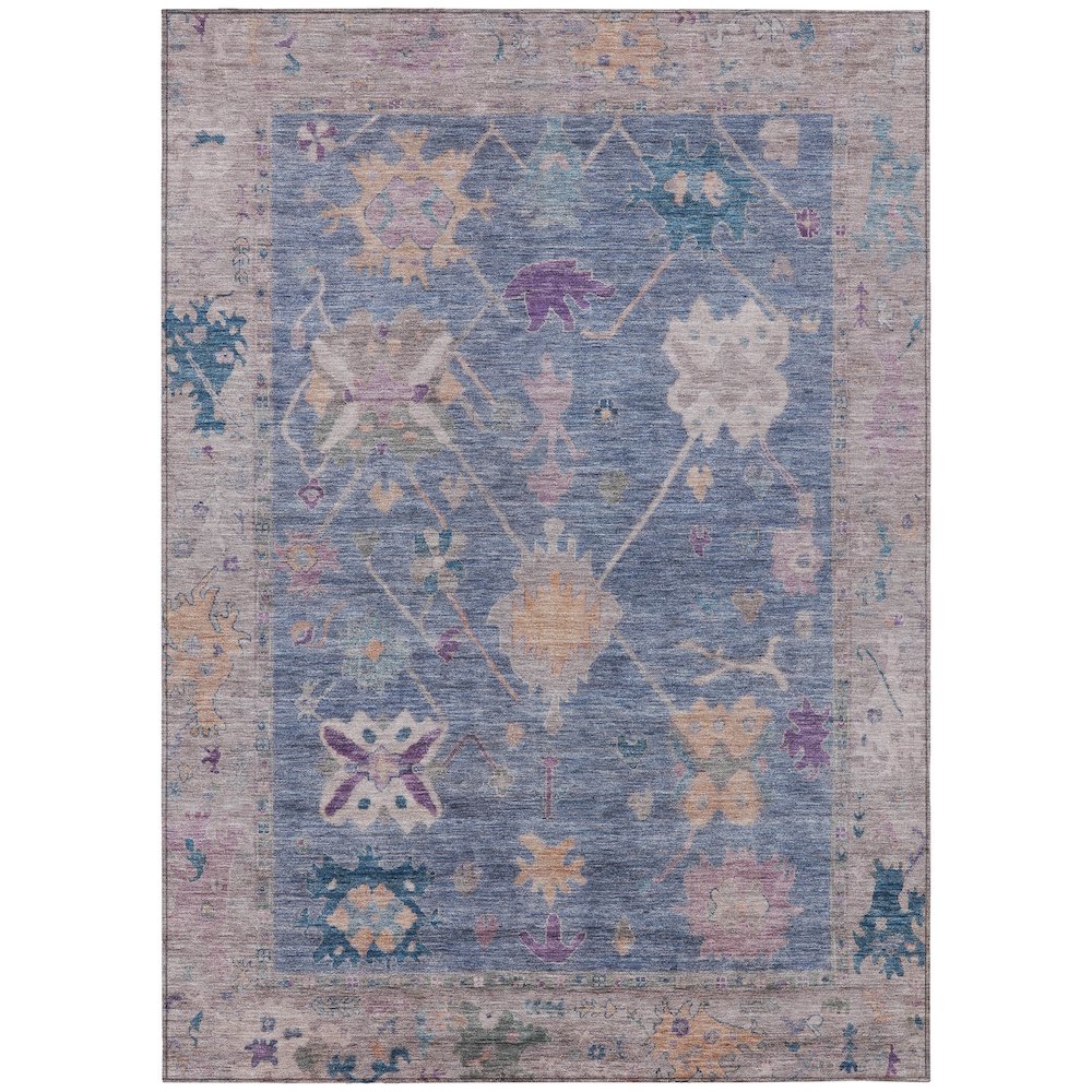 Machine Washable Indoor/Outdoor Chantille ACN2025 Blue 5 x 76 Rug