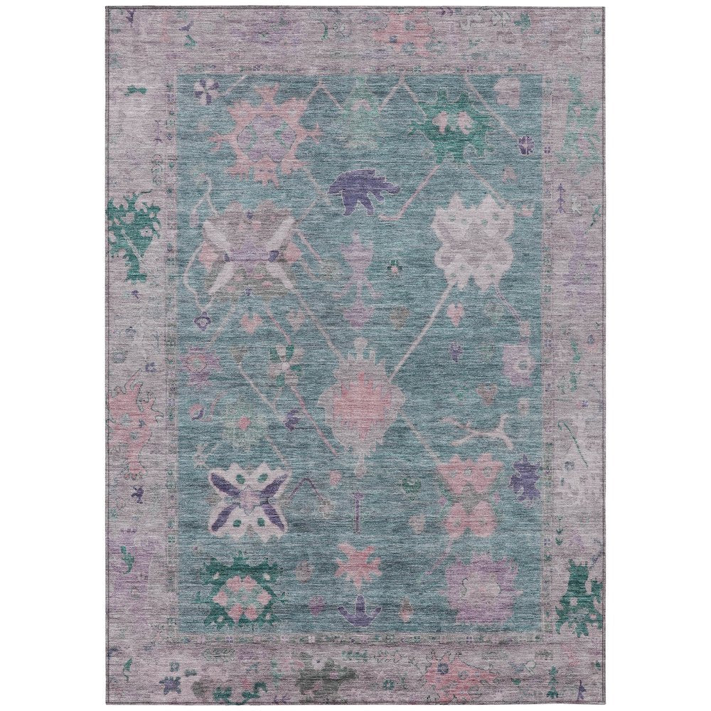 Machine Washable Indoor/Outdoor Chantille ACN2025 Green 5 x 76 Rug