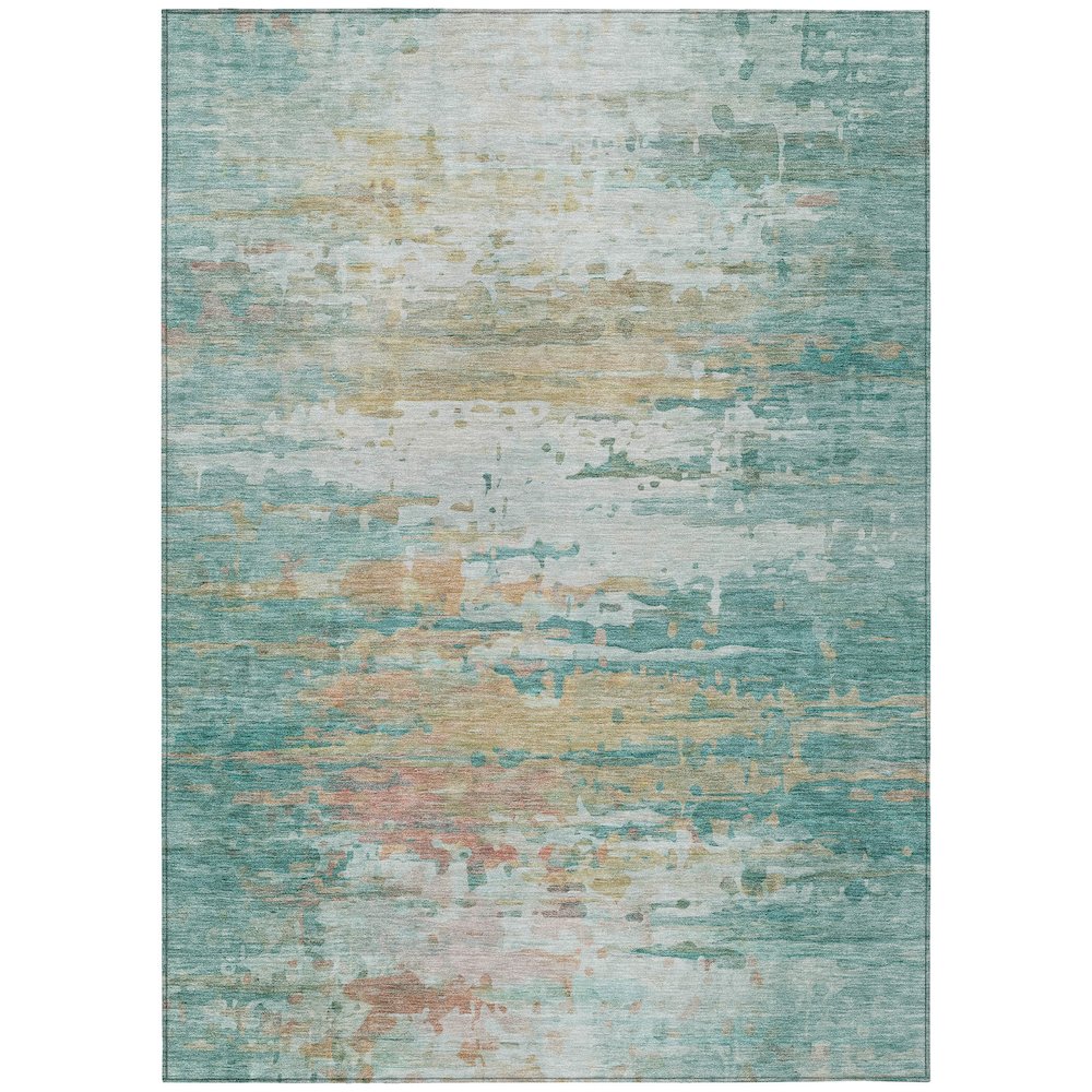 Machine Washable Indoor/Outdoor Chantille ACN2034 Teal 5 x 76 Rug