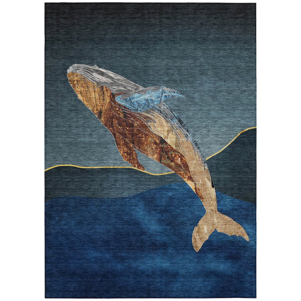 Machine Washable Indoor/Outdoor Chantille ACN2078 Blue 5 x 76 Rug