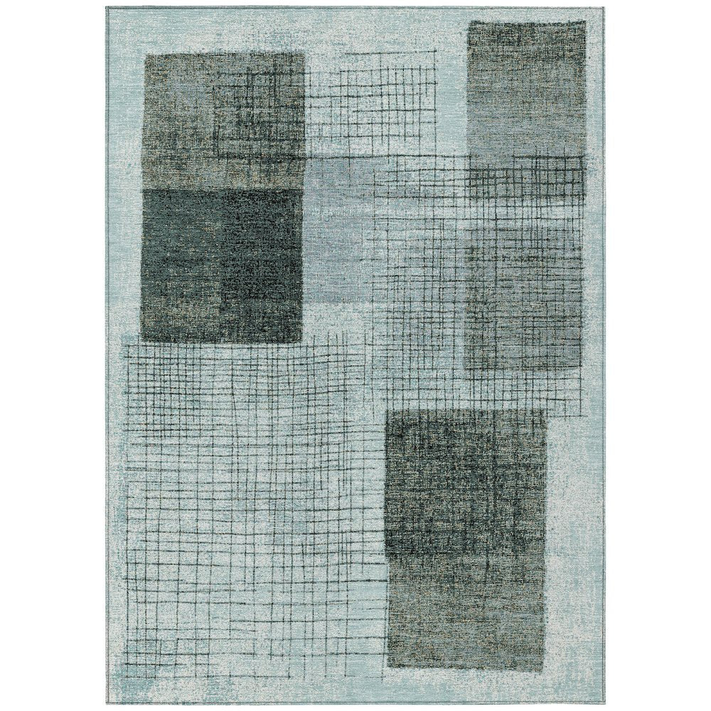 Machine Washable Indoor/Outdoor Chantille ACN2112 Teal 5 x 76 Rug