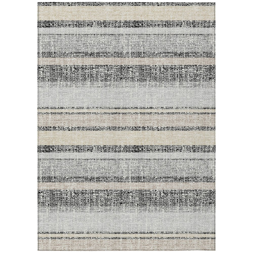 Machine Washable Indoor/Outdoor Chantille ACN2122 Black 5 x 76 Rug