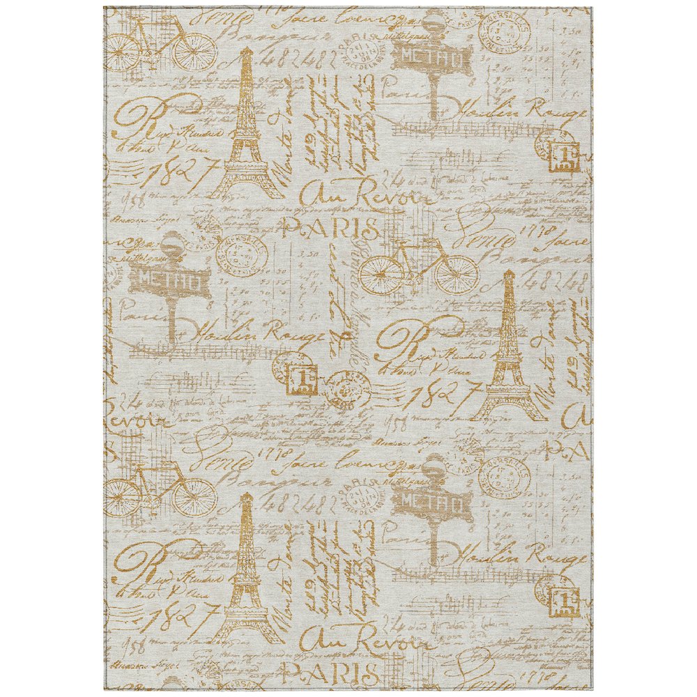 Machine Washable Indoor/Outdoor Chantille ACN2209 Gold 5 x 76 Rug