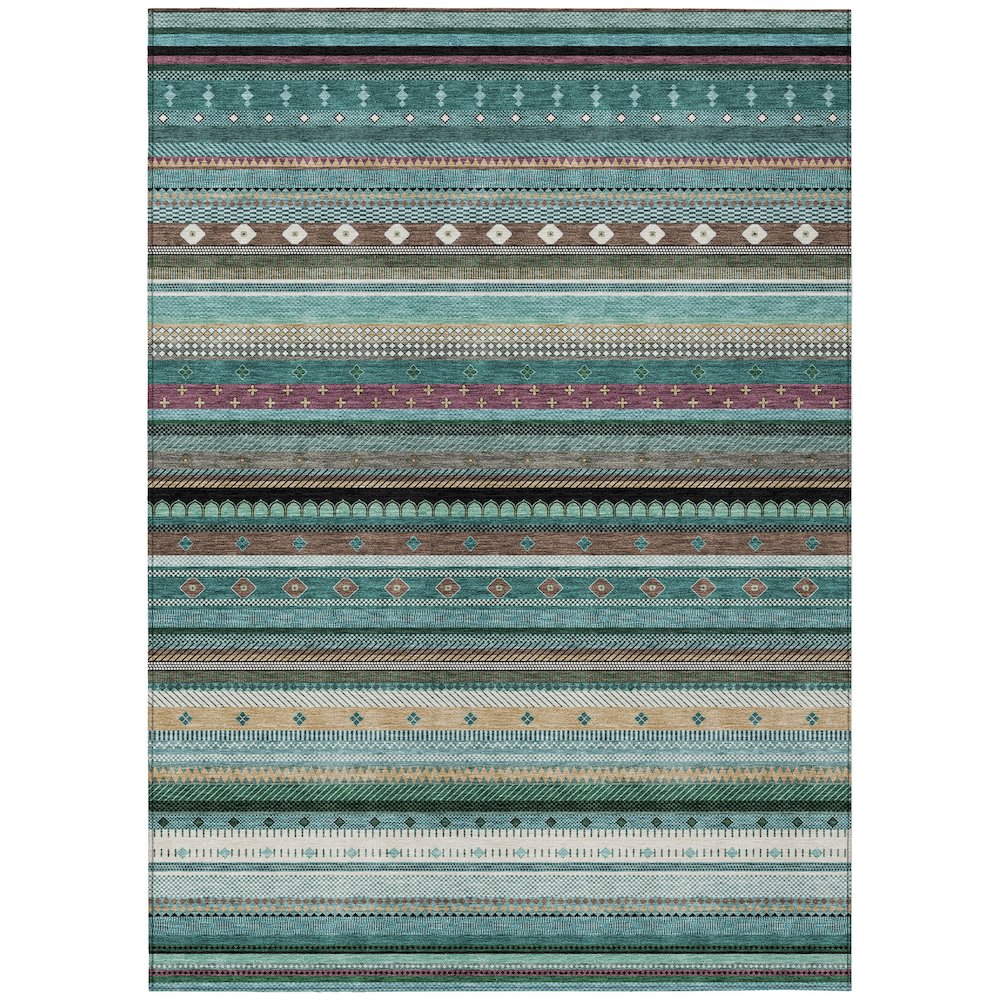 Machine Washable Indoor/Outdoor Chantille ACN2218 Teal 5 x 76 Rug