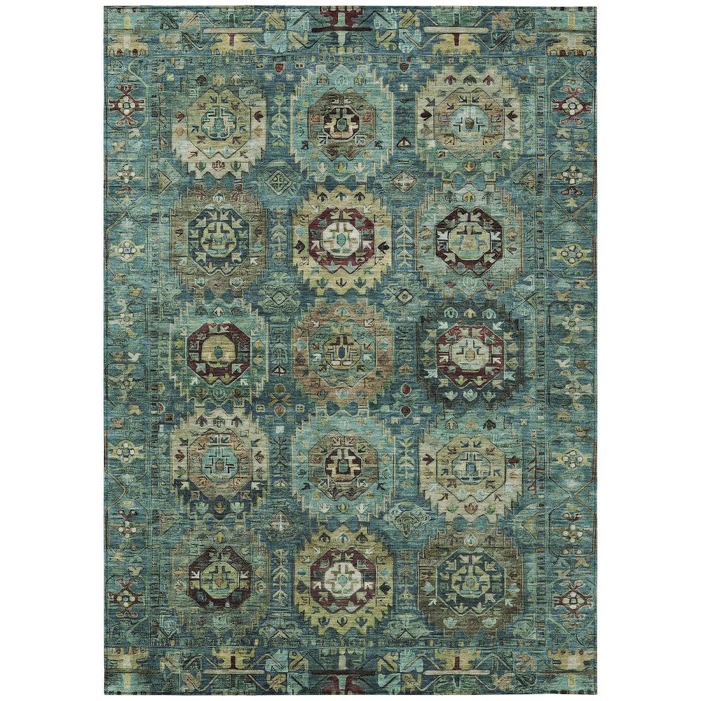Machine Washable Indoor/Outdoor Chantille ACN2024 Teal 8 x 10 Rug