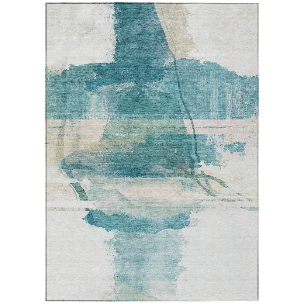 Machine Washable Indoor/Outdoor Chantille ACN2033 Teal 8 x 10 Rug