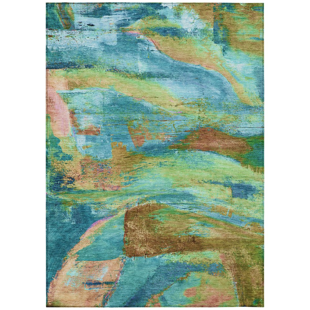 Machine Washable Indoor/Outdoor Chantille ACN2040 Teal 8 x 10 Rug