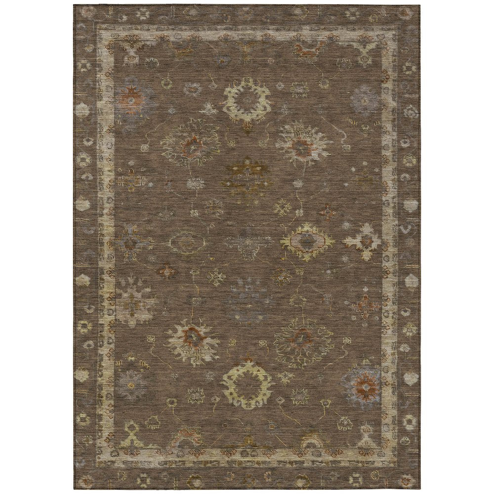 Machine Washable Indoor/Outdoor Chantille ACN2045 Chocolate 8 x 10 Rug