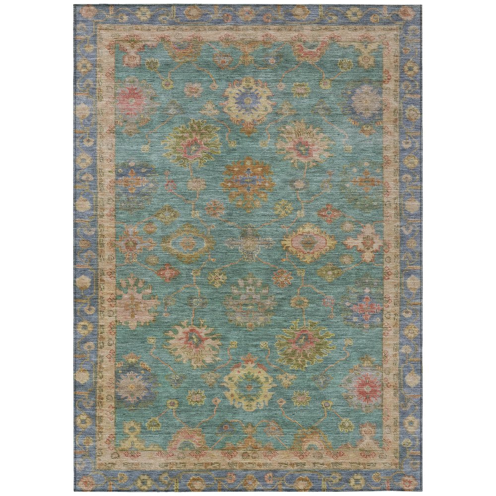 Machine Washable Indoor/Outdoor Chantille ACN2045 Teal 8 x 10 Rug
