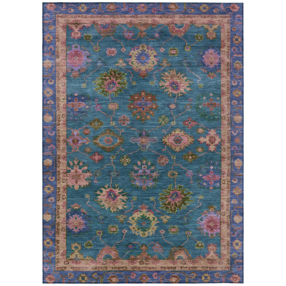 Machine Washable Indoor/Outdoor Chantille ACN2046 Teal 8 x 10 Rug