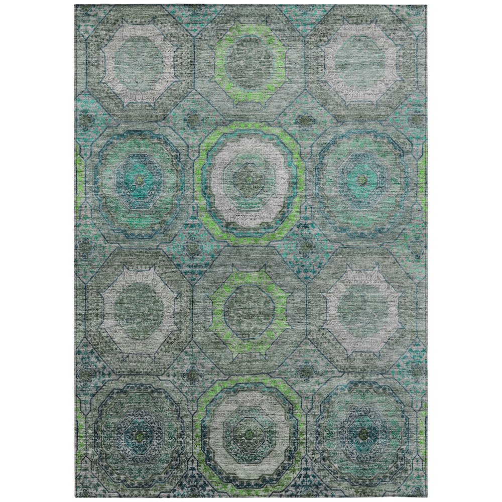 Machine Washable Indoor/Outdoor Chantille ACN2050 Teal 8 x 10 Rug