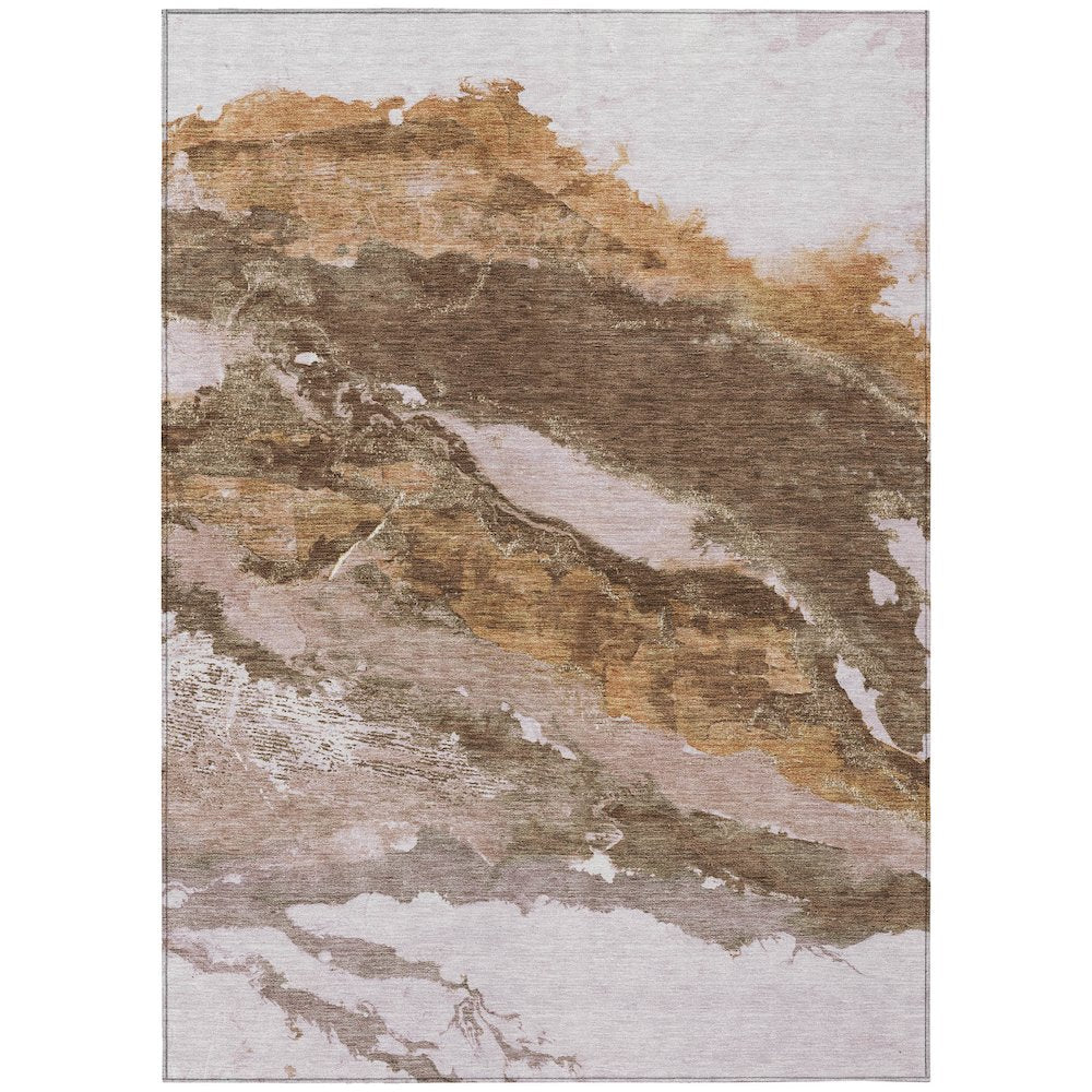 Machine Washable Indoor/Outdoor Chantille ACN2054 Brown 8 x 10 Rug