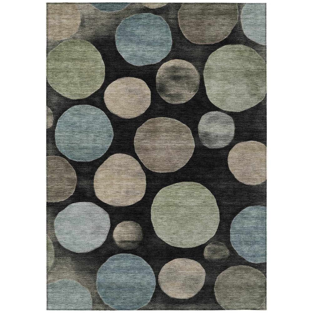 Machine Washable Indoor/Outdoor Chantille ACN2062 Black 8 x 10 Rug