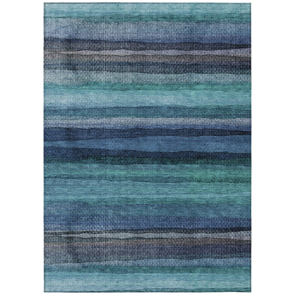 Machine Washable Indoor/Outdoor Chantille ACN2093 Teal 8 x 10 Rug
