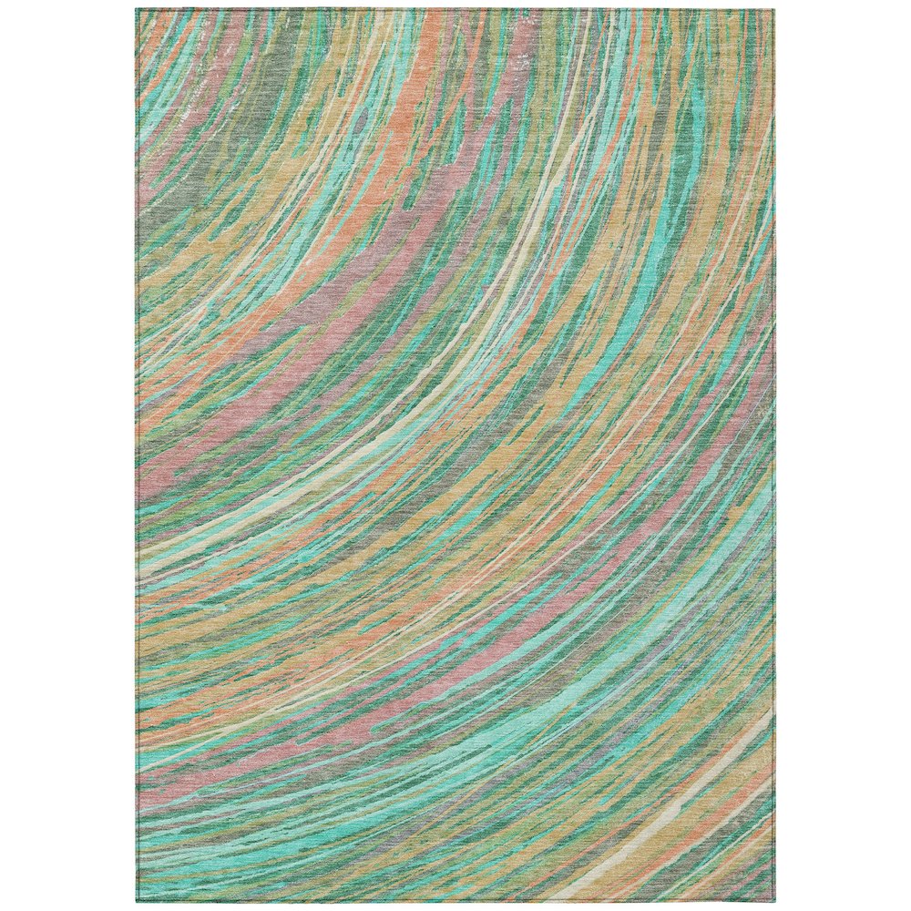 Machine Washable Indoor/Outdoor Chantille ACN2094 Teal 8 x 10 Rug