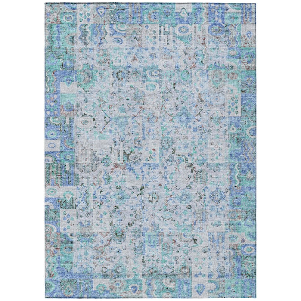 Machine Washable Indoor/Outdoor Chantille ACN2099 Blue 8 x 10 Rug