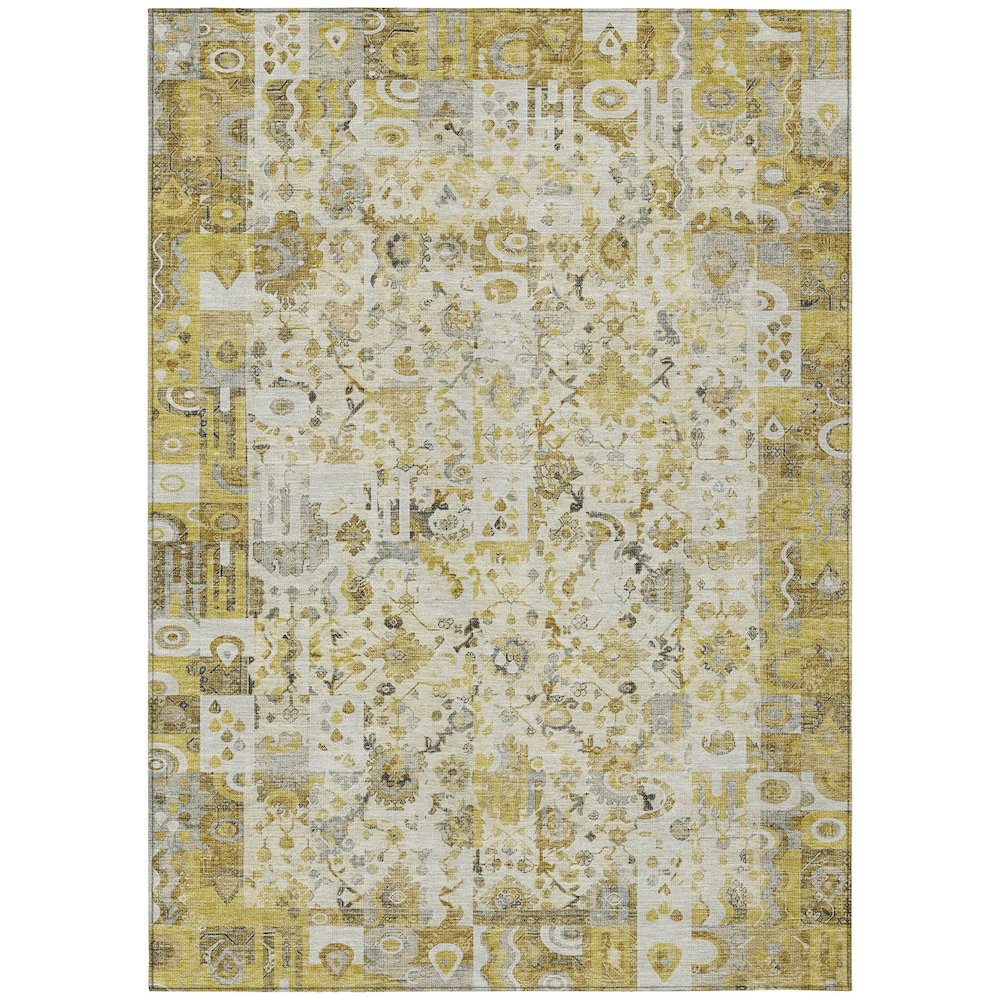 Machine Washable Indoor/Outdoor Chantille ACN2099 Gold 8 x 10 Rug