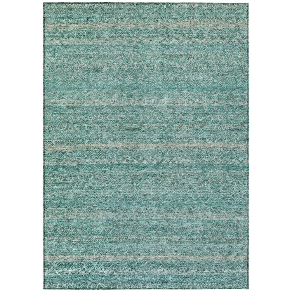 Machine Washable Indoor/Outdoor Chantille ACN2105 Teal 8 x 10 Rug