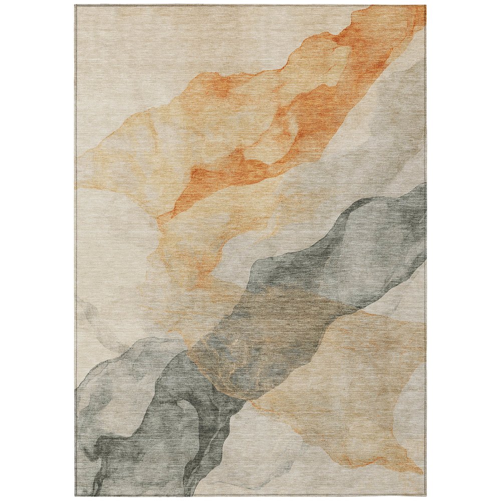 Machine Washable Indoor/Outdoor Chantille ACN2109 Orange 8 x 10 Rug
