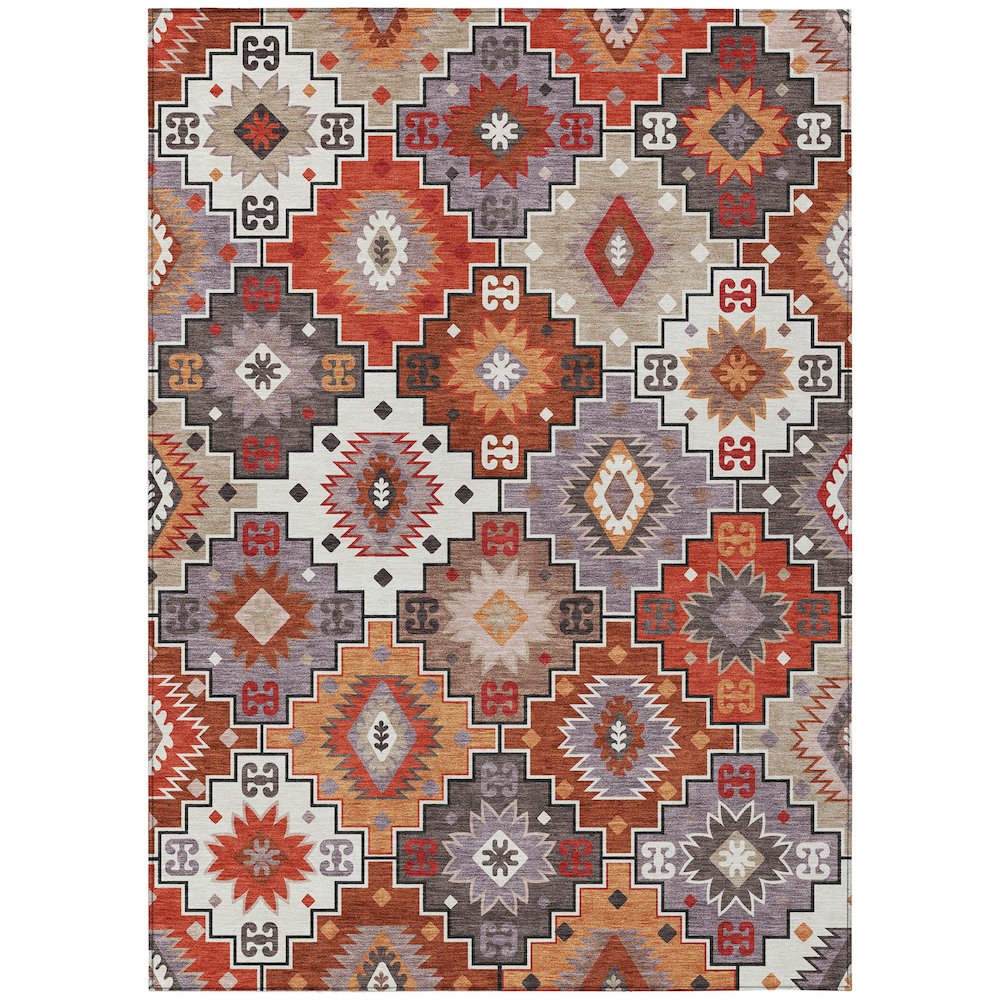 Machine Washable Indoor/Outdoor Chantille ACN2123 Paprika 8 x 10 Rug