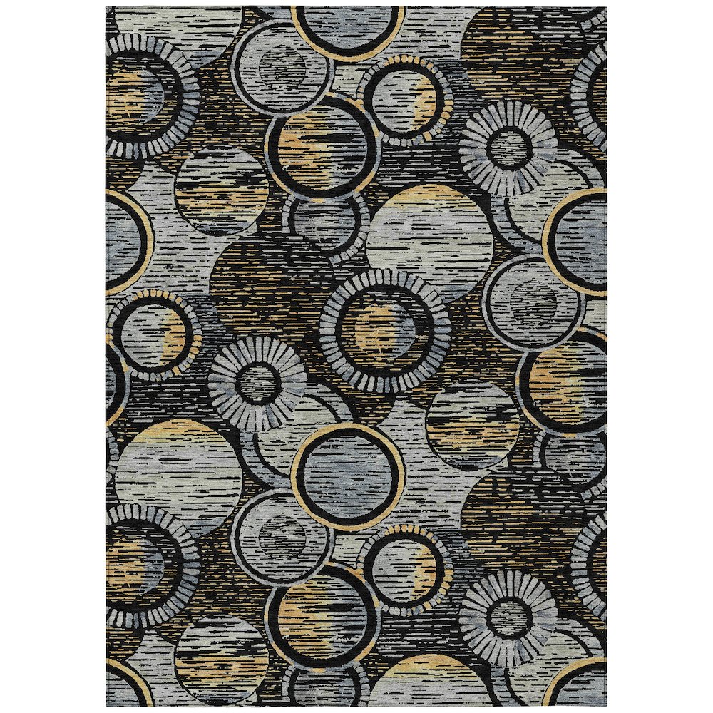 Machine Washable Indoor/Outdoor Chantille ACN2206 Black 8 x 10 Rug