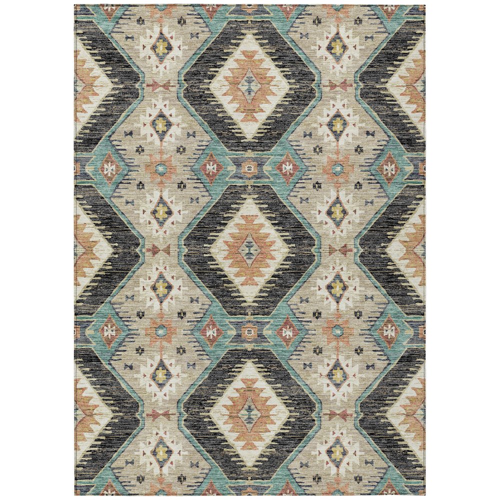 Machine Washable Indoor/Outdoor Chantille ACN2210 Black 8 x 10 Rug