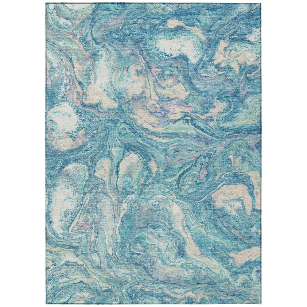 Machine Washable Indoor/Outdoor Chantille ACN2017 Teal 9 x 12 Rug