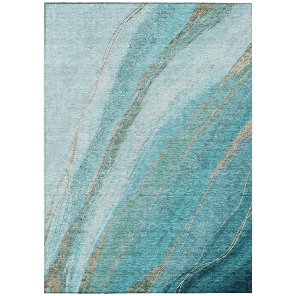Machine Washable Indoor/Outdoor Chantille ACN2036 Turquoise 9 x 12 Rug