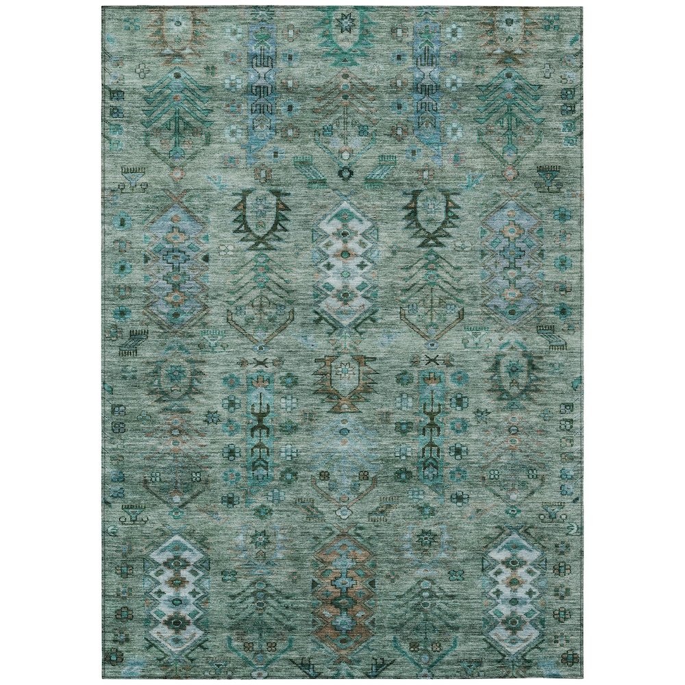 Machine Washable Indoor/Outdoor Chantille ACN2047 Green 9 x 12 Rug