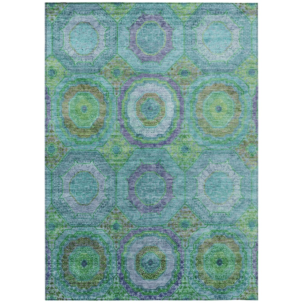 Machine Washable Indoor/Outdoor Chantille ACN2049 Teal 9 x 12 Rug