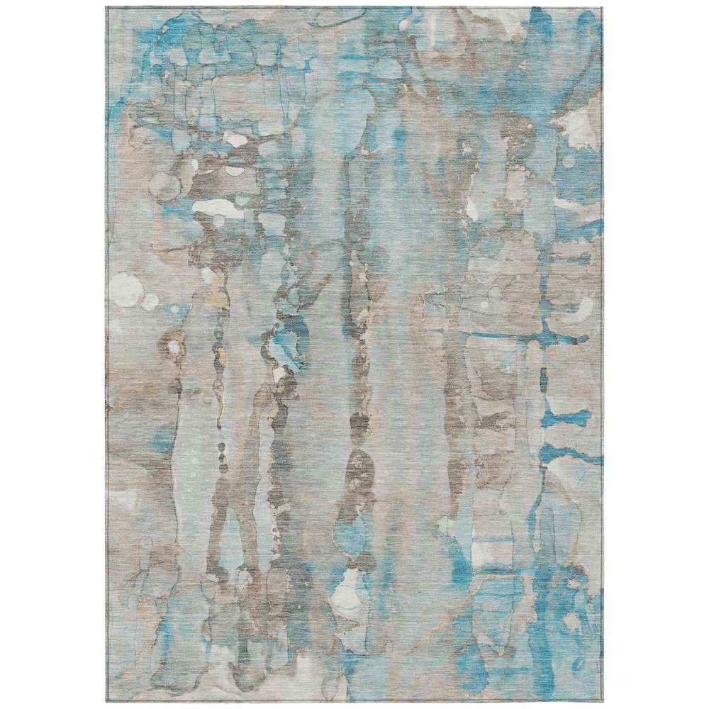 Machine Washable Indoor/Outdoor Chantille ACN2120 Teal 9 x 12 Rug