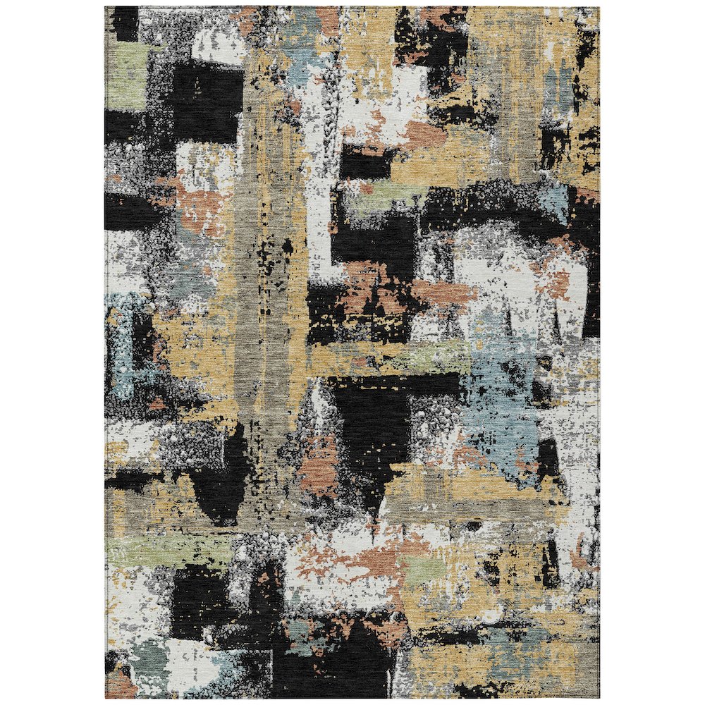 Machine Washable Indoor/Outdoor Chantille ACN2212 Black 9 x 12 Rug