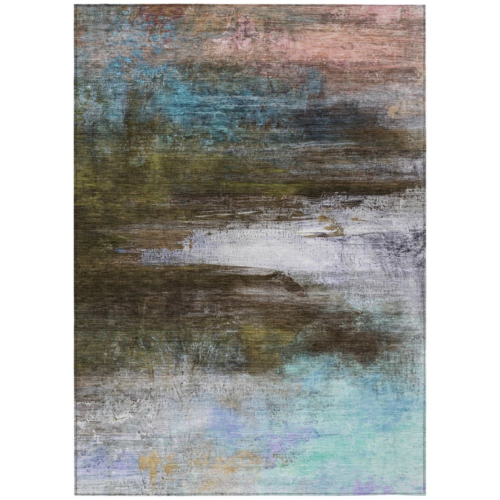 Machine Washable Indoor/Outdoor Chantille ACN2016 Brown 10 x 14 Rug