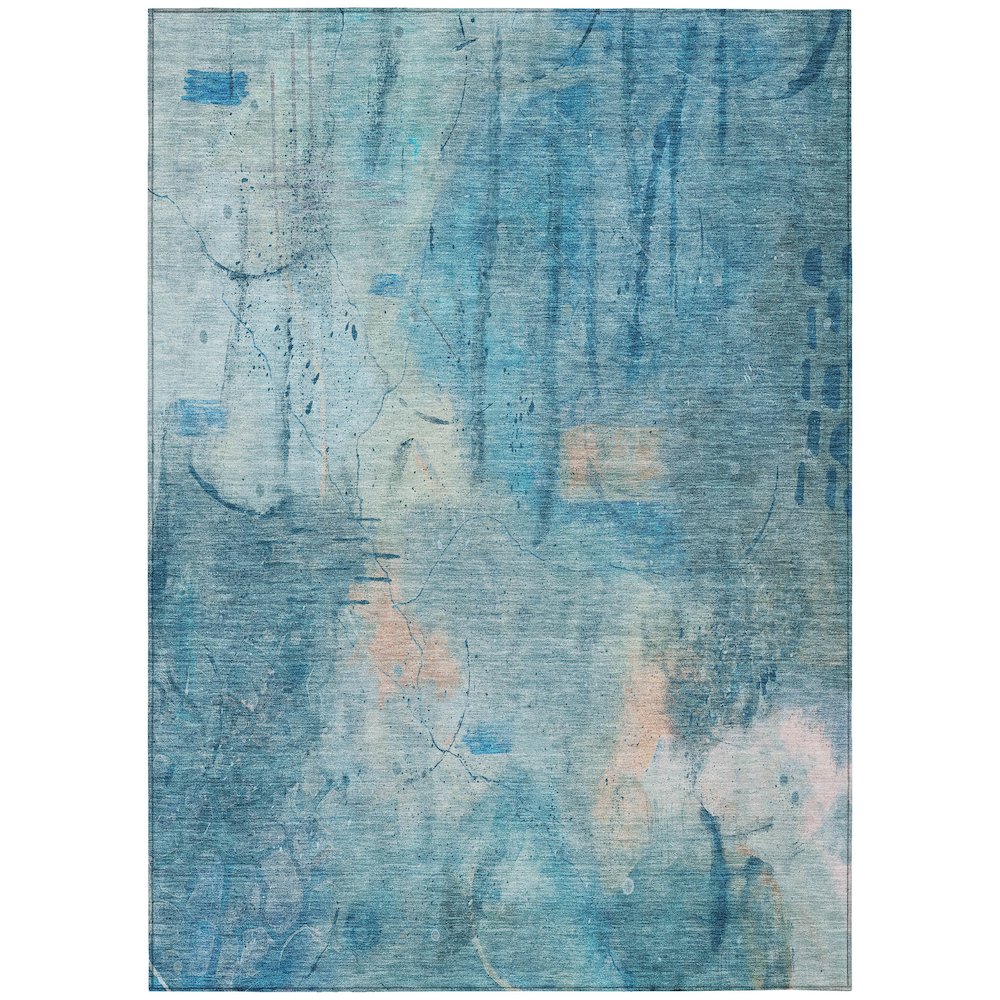 Machine Washable Indoor/Outdoor Chantille ACN2032 Blue 10 x 14 Rug